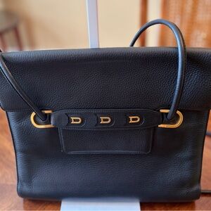 Gorgeous Delvaux Thermidor Leather Shoulder Bag with Gold D-Ring Accents